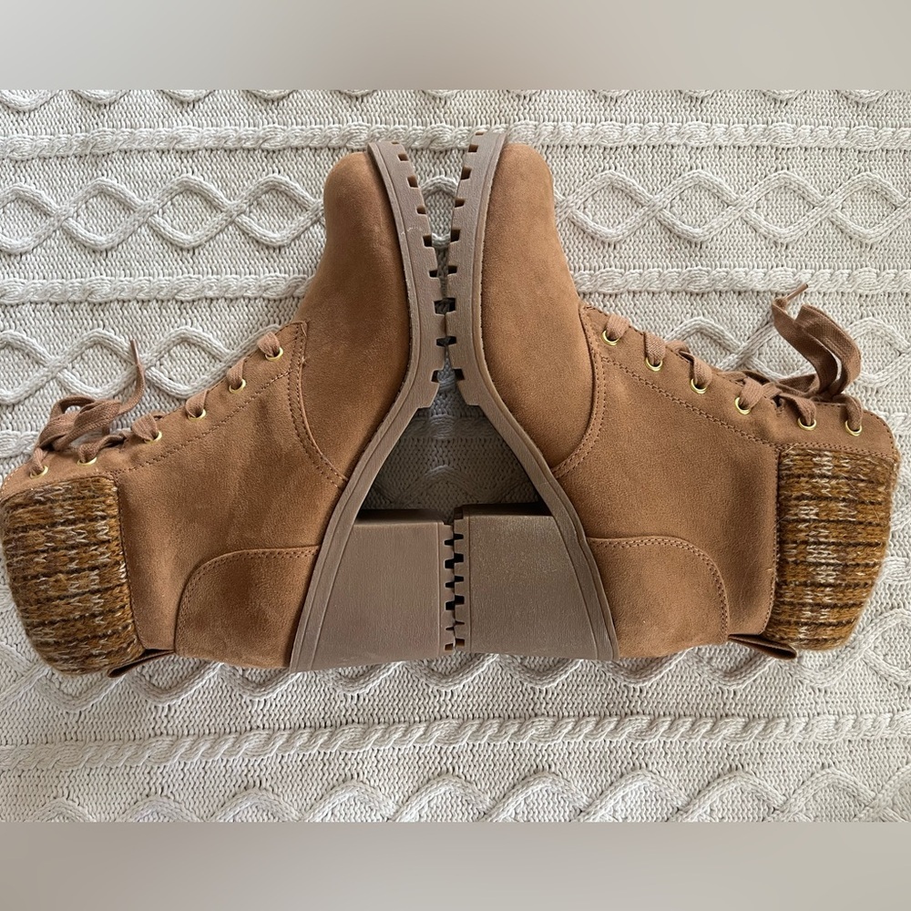 Sun & Stone Caramel Brown Hiking Boots with Heel Women’s size 9 - Picture 9 of 12